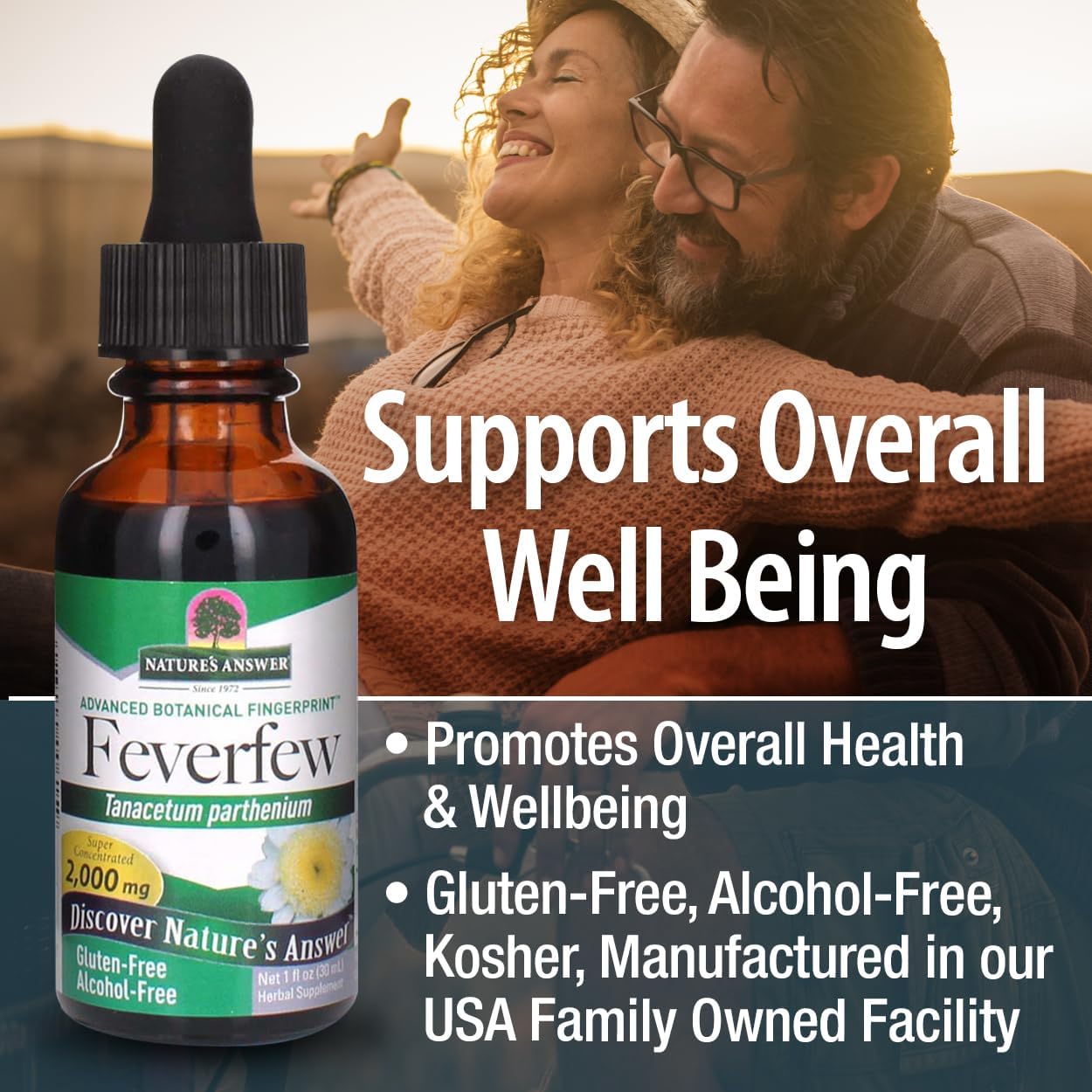 Alcohol-Free Feverfew Extract 2000mg for Well-Being | Source of Parthenolide | 1oz Bottle | No Artificial Additives