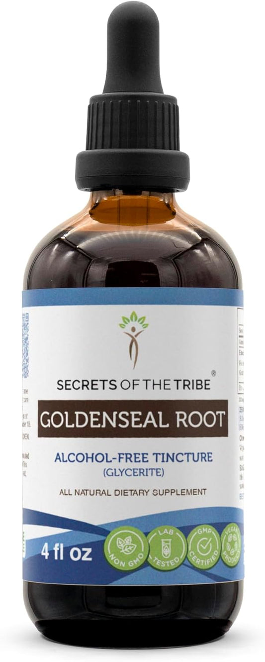 Alcohol-Free Goldenseal Root Tincture for Digestion - 4 oz High-Potency Herbal Extract by Secrets of the Tribe