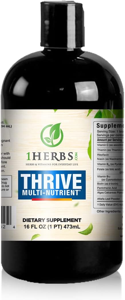 Alcohol-Free Liquid Multivitamin with Vitamin C and B Complex for Immune and Brain Support - 16 Fl Oz