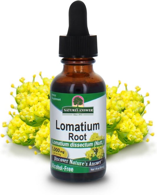 Alcohol-Free Nature's Answer Lomatium Root Herbal Extract - 1000 mg, Gluten-Free, 1 fl oz (2 Pack)
