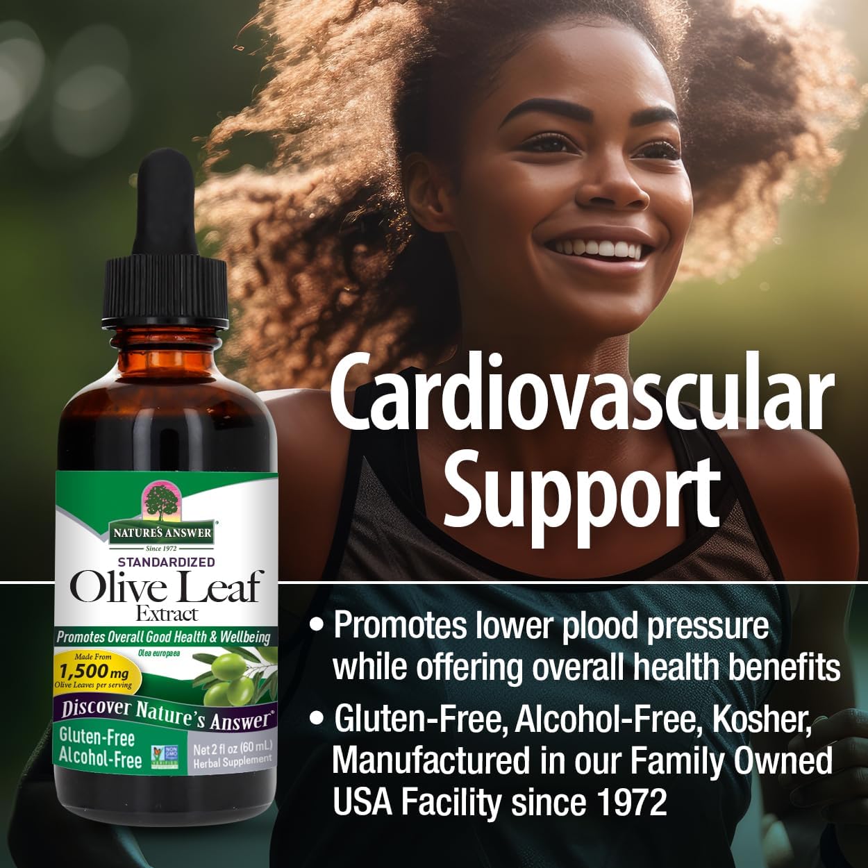 Alcohol-Free Olive Leaf Extract for Wellness, Non-GMO, Vegan, Gluten-Free, Made in USA - 2 Ounce