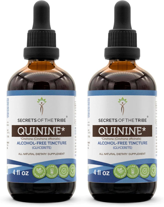 Alcohol-Free Quinine Tincture by Secrets of the Tribe - Cinchona Officinalis Bark Extract (8 FL OZ)