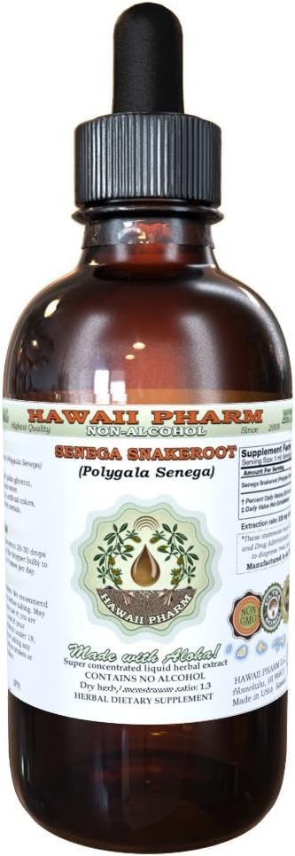 Alcohol-Free Senega Snakeroot Liquid Extract - 2 fl.oz by Hawaii Pharm, USA