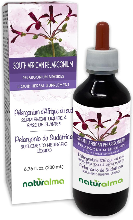 Alcohol-Free South African Pelargonium Root Tincture - 6.76 fl oz Liquid Extract - Herbal Supplement