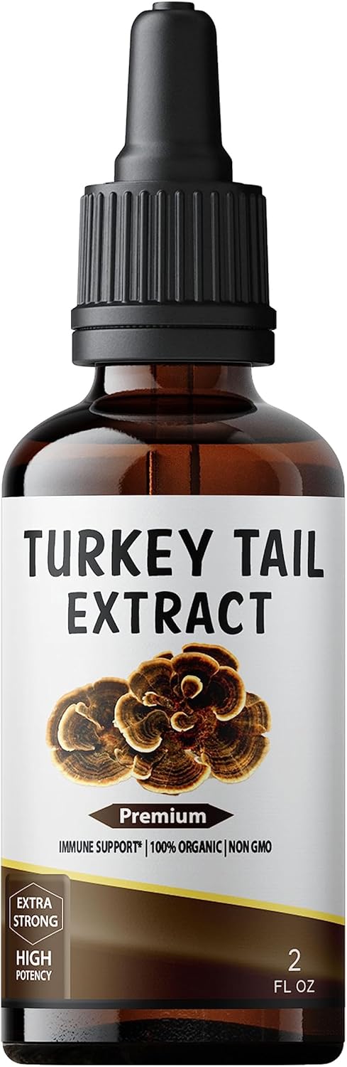 Alcohol-Free Turkey Tail Mushroom Drops | Herbal Supplement | Vegan | 2 fl oz Liquid Extract | SMSHEALTHPRODUCTS.com