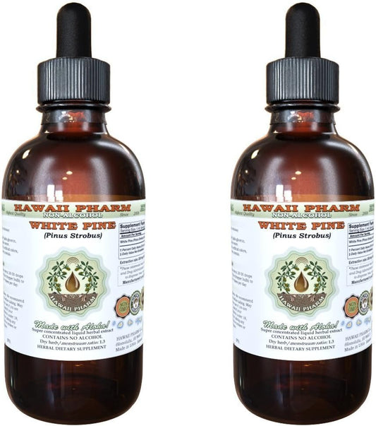 Alcohol-Free White Pine Liquid Extract - 2x2 fl.oz, Dried Bark Glycerite Herbal Supplement by Hawaii Pharm