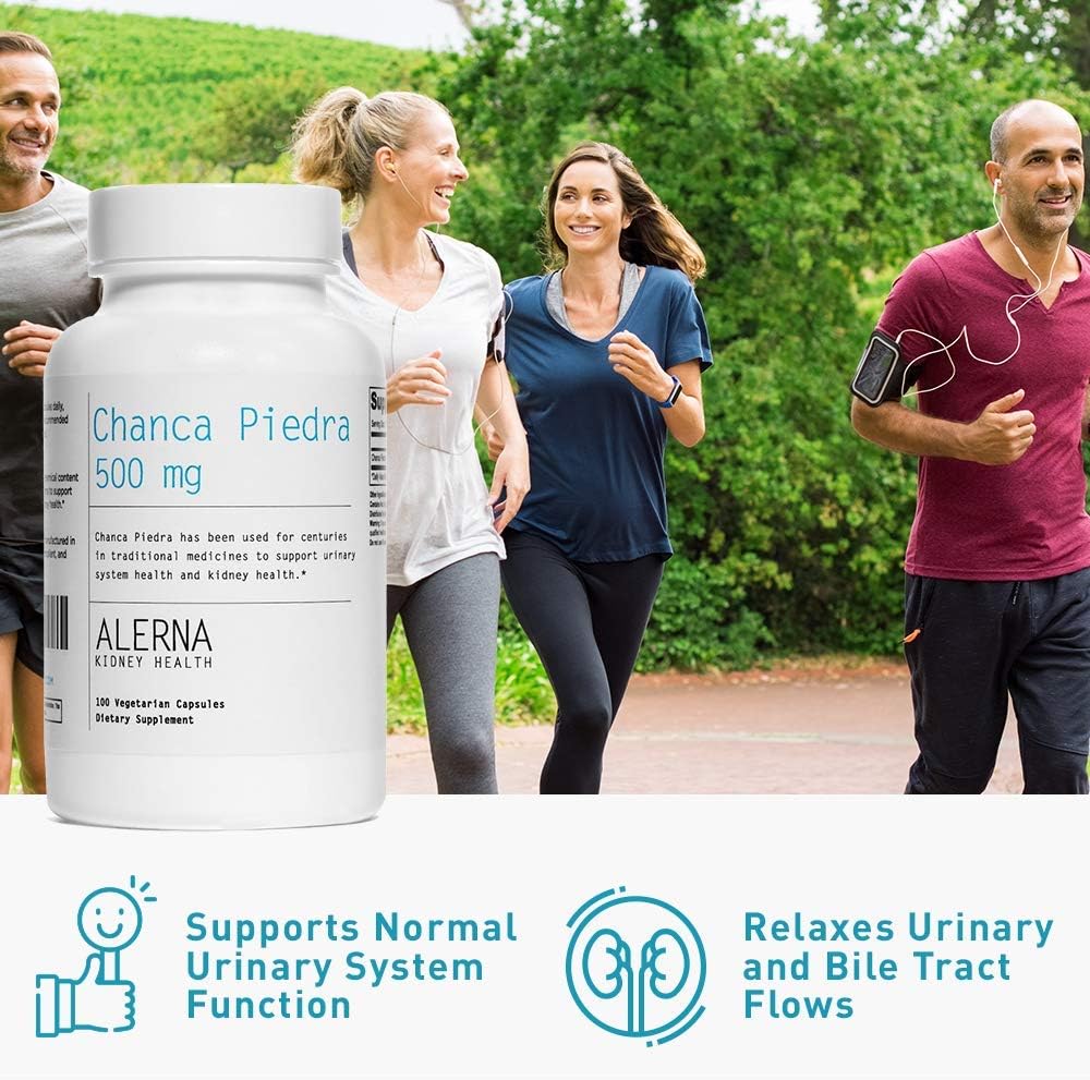 Alerna Kidney Health Chanca Piedra 500 mg - Natural Kidney Stone Crusher and Gallbladder Support - 100 Vegetarian Capsules