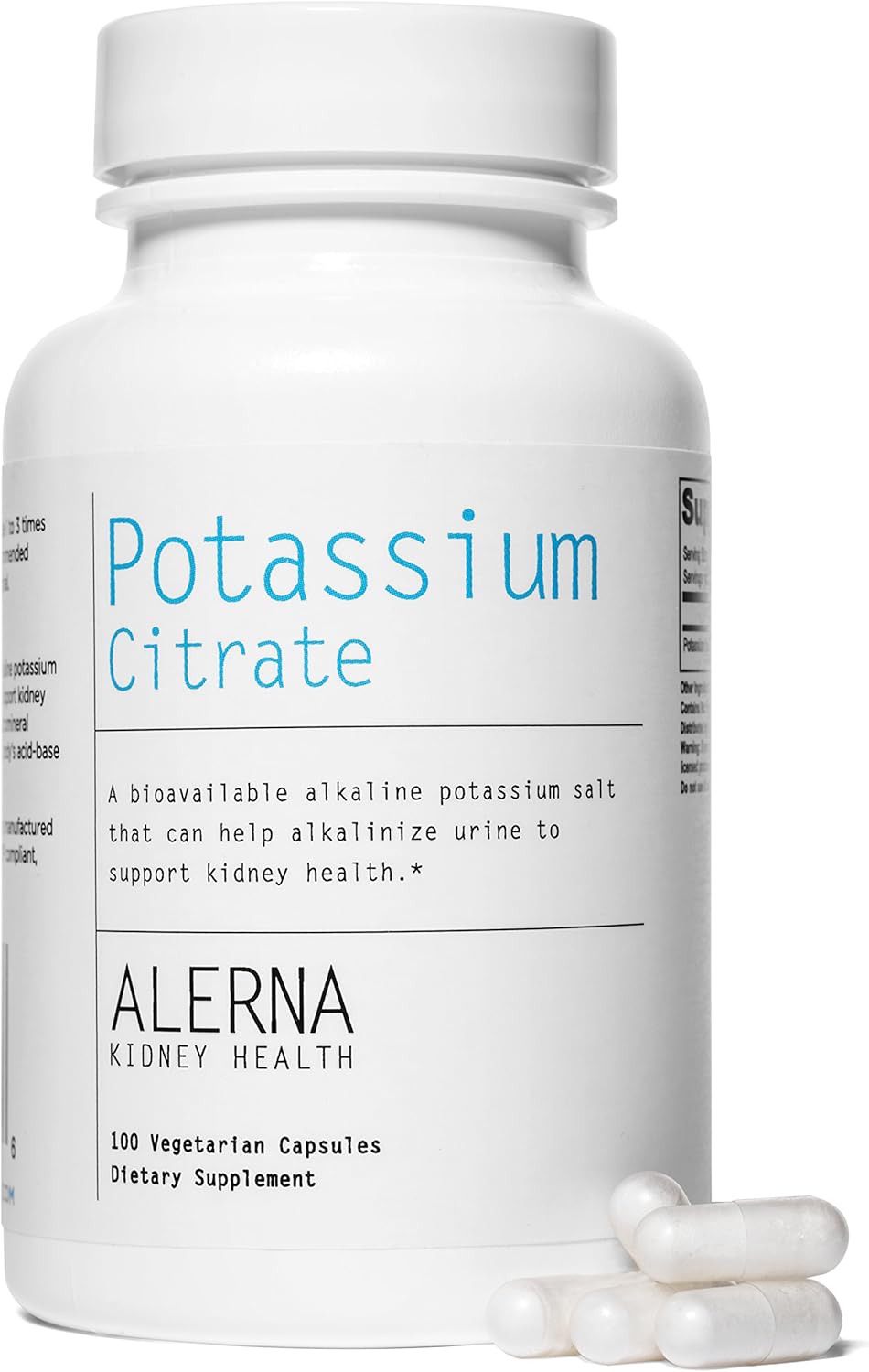 Alerna Kidney Health Potassium Citrate 99 mg - Electrolyte Balance & pH Support - Kidney Stone Supplement - 100 Capsules (3 Pack)