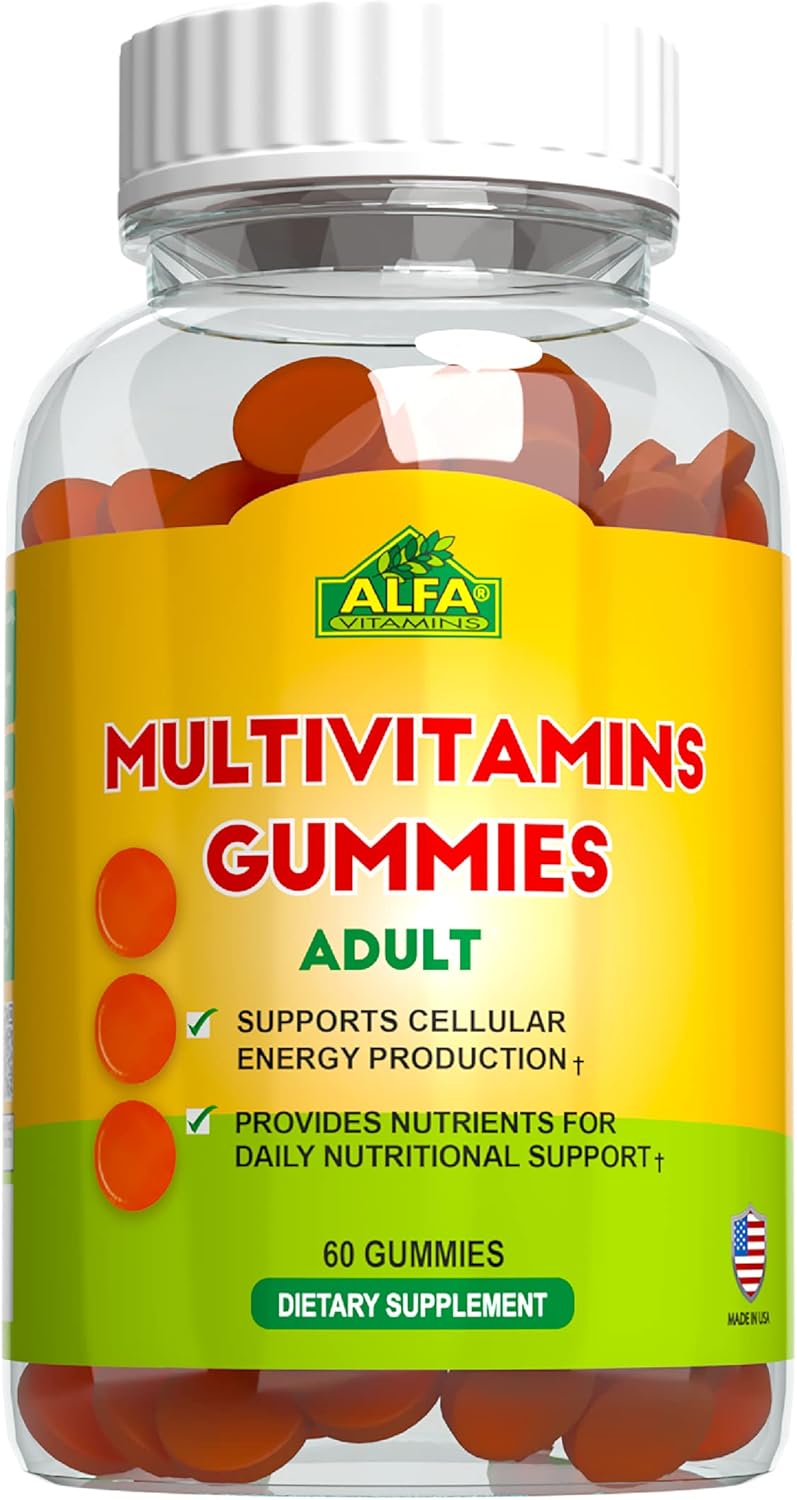 ALFA VITAMINS Adult Multivitamin Gummies - Supports Cellular Energy & Immune System - Essential Daily Nutrients - Natural Orange Flavor - 60 Count