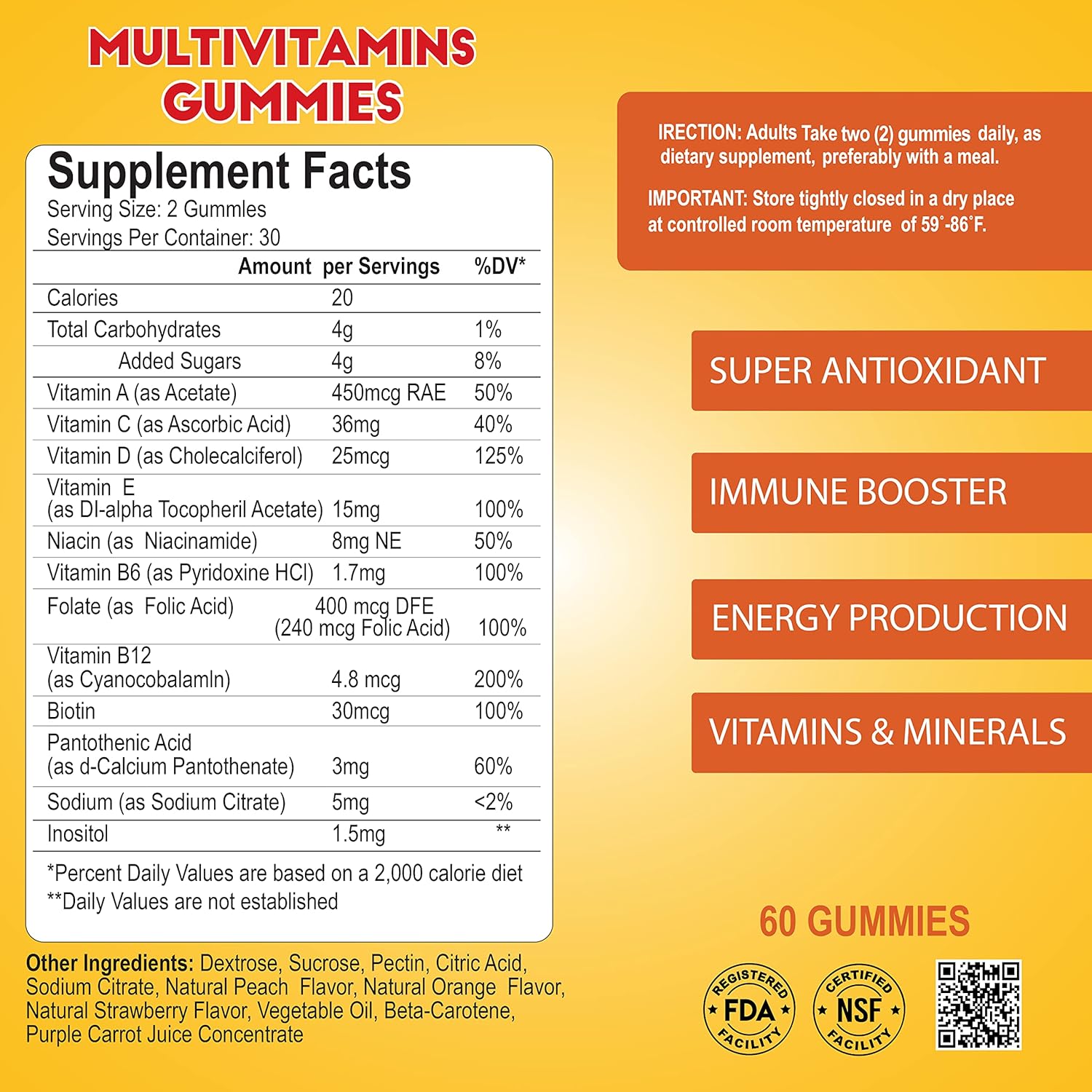 ALFA VITAMINS Adult Multivitamin Gummies - Supports Cellular Energy & Immune System - Essential Daily Nutrients - Natural Orange Flavor - 60 Count