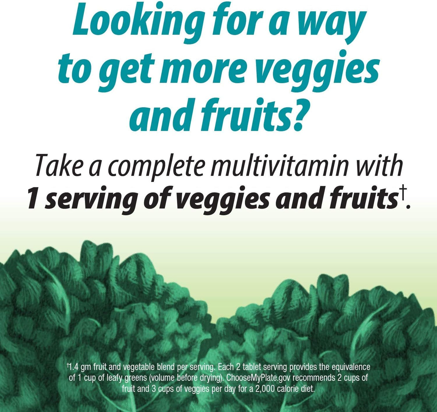 Alive! Garden Goodness Men's Multivitamin with High Potency B-Vitamins, 60 Tablets - Includes One Serving of Veggies and Fruits