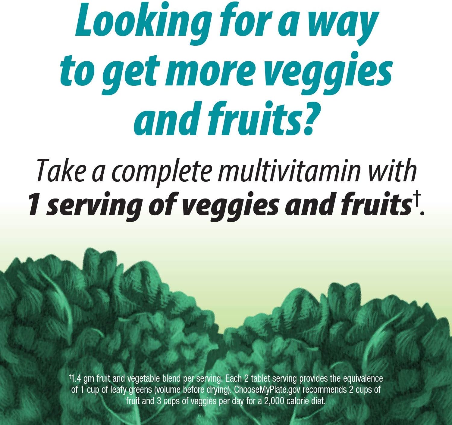 Alive! Garden Goodness Men's Multivitamin with High Potency B-Vitamins, 60 Tablets - Includes One Serving of Veggies and Fruits