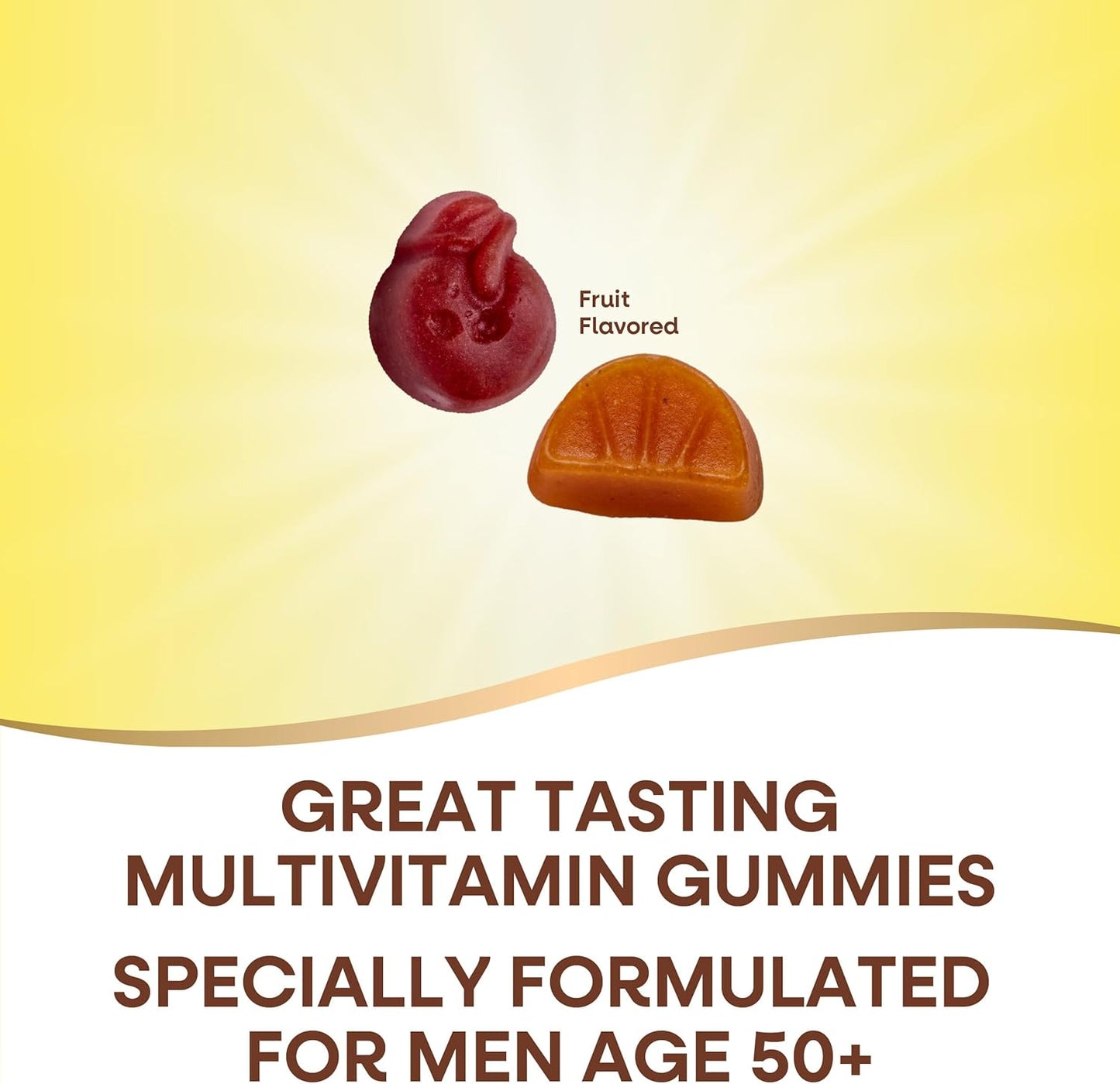 Alive! Men’s 50+ Gummy Multivitamins - Supports Brain, Eyes, Heart - B-Vitamins - Gluten-Free - Vegetarian - Fruit Flavored - 60 Gummies