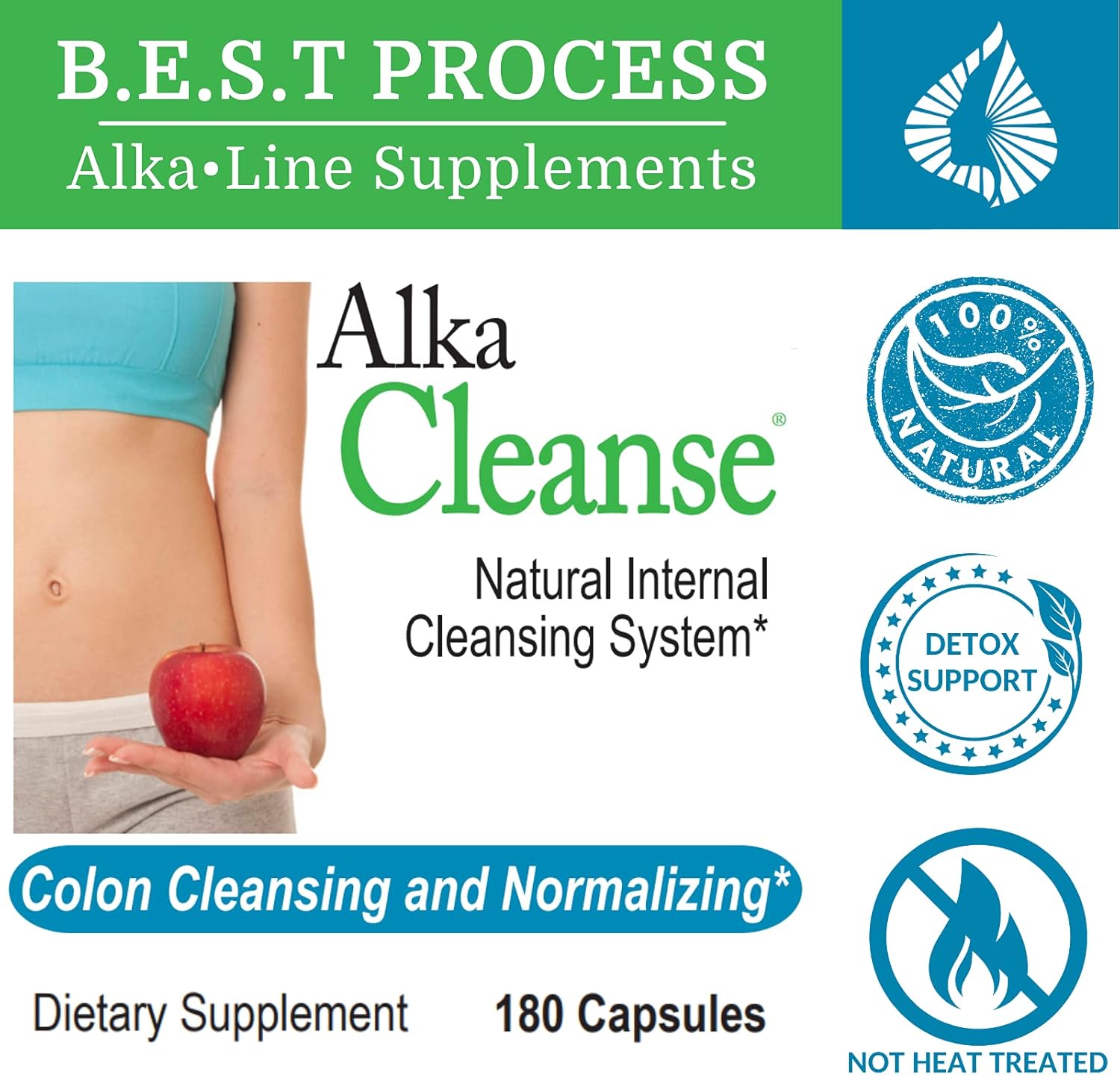Alka•Cleanse Herbal Detox Colon Cleanse & Digestive Formula - Psyllium Husk, Probiotics, Enzymes & Herbs (2 Pack)