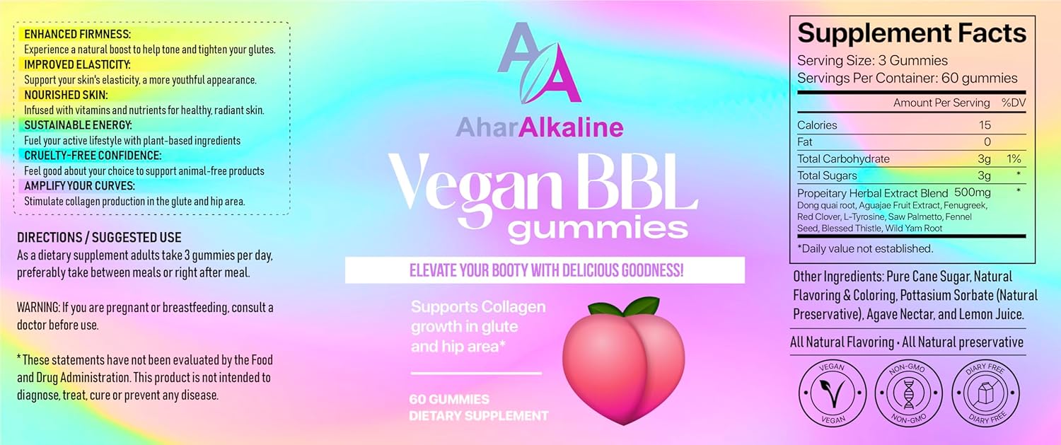 Alkaline Beta-Alanine Booty Gummies - Workout Support & Butt Enhancement, Glute Booster for Max Gains