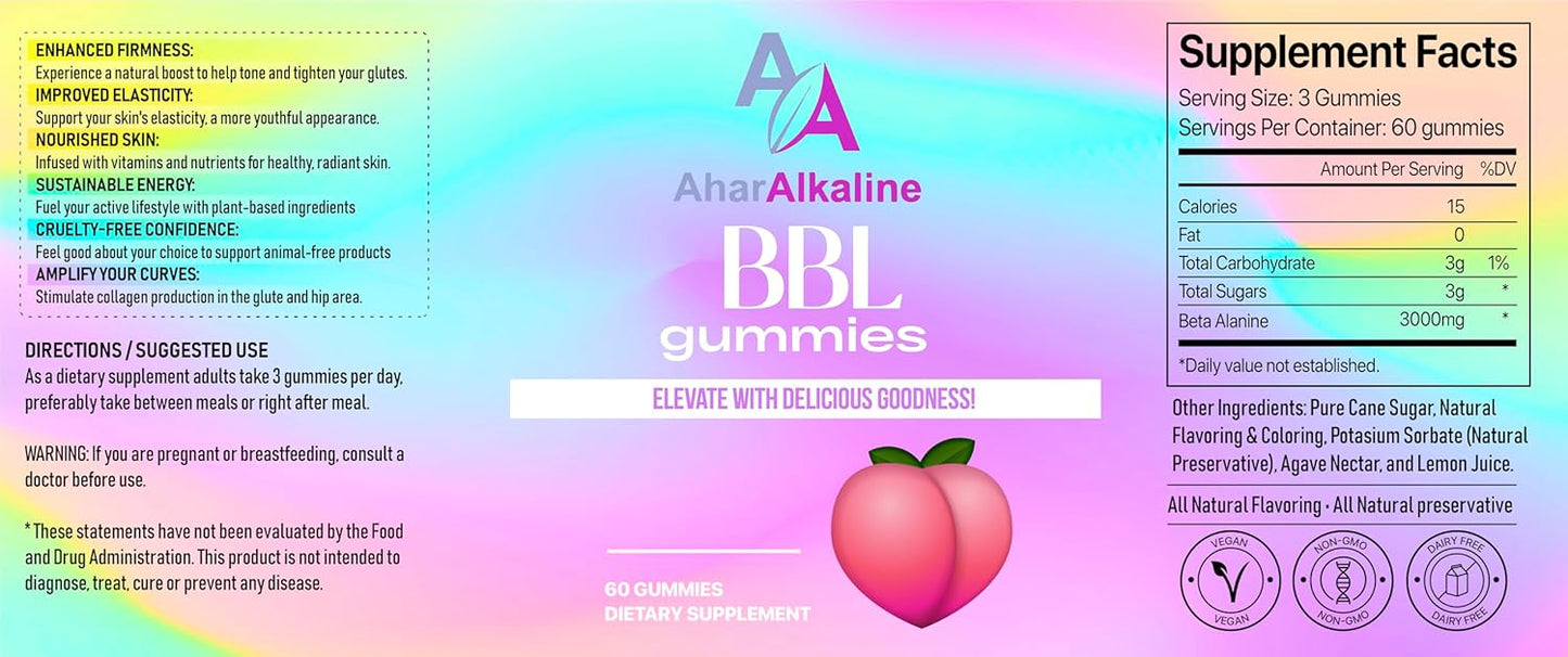 Alkaline Beta-Alanine Booty Gummies - Workout Support & Butt Enhancement, Glute Booster for Max Gains