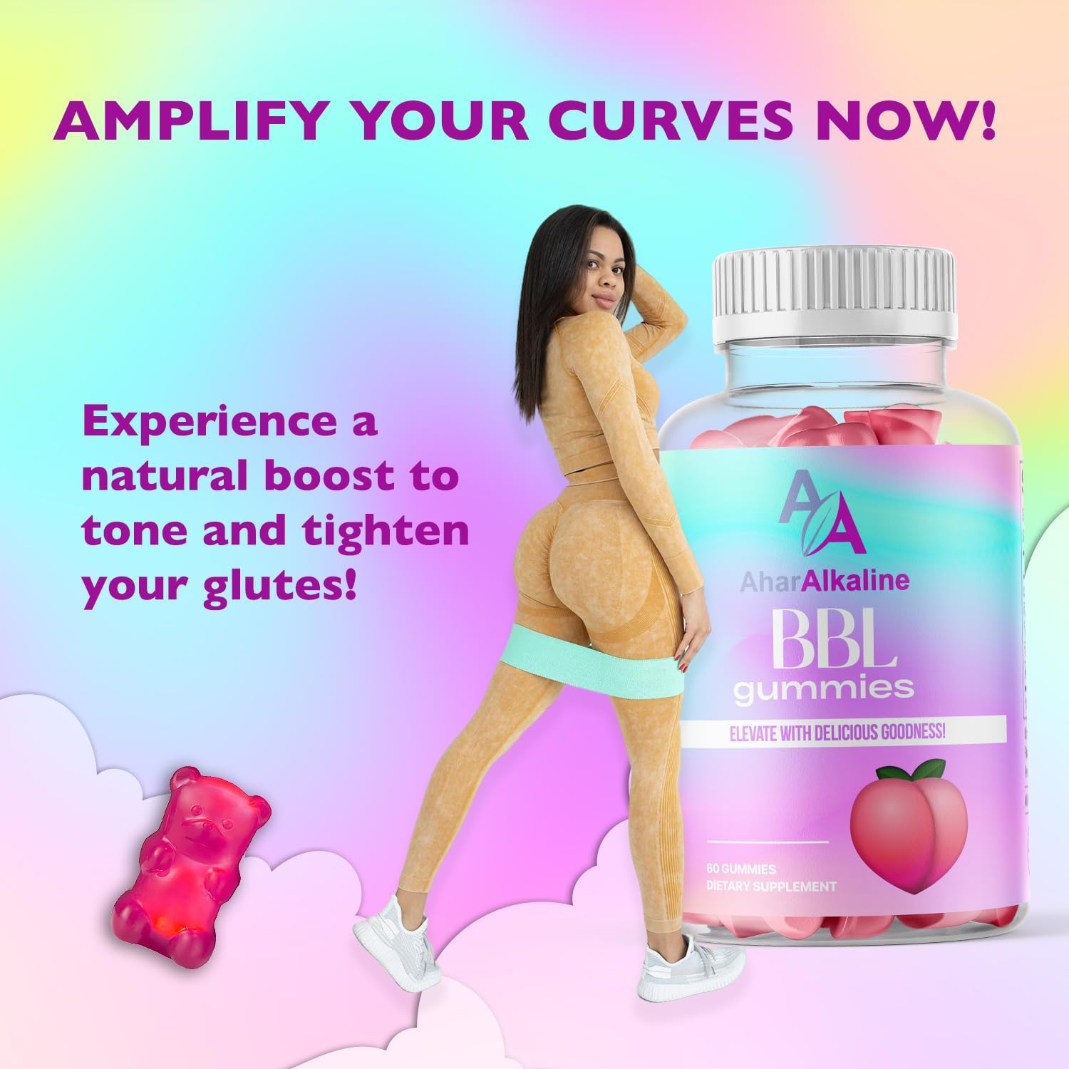 Alkaline Beta-Alanine Booty Gummies - Workout Support & Butt Enhancement, Glute Booster for Max Gains