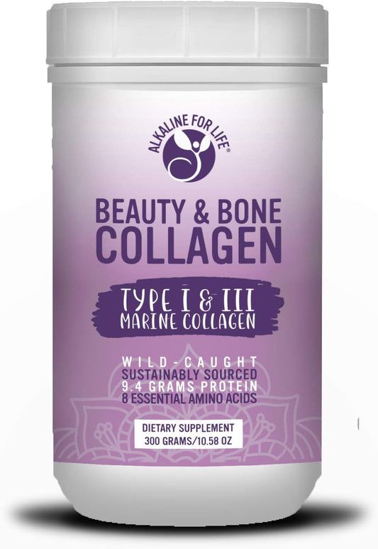 Alkaline for Life Marine Collagen: Beauty & Bone Support | 8 Amino Acids | 9g Protein | 30 Day Supply