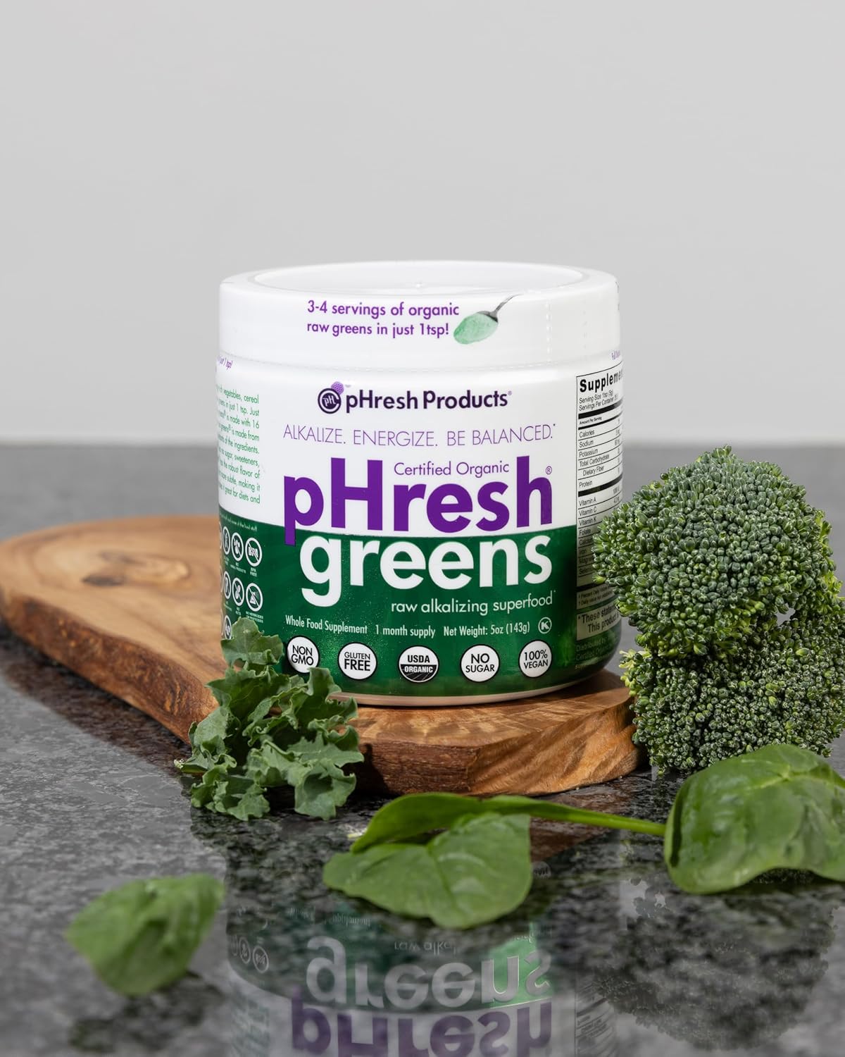 Alkalizing Superfood Greens Powder - 1 Month Supply | Gluten-Free | Natural Enzymes | Raw Nutrients | Ideal for Intermittent Fasting and Keto | 5 Ounces