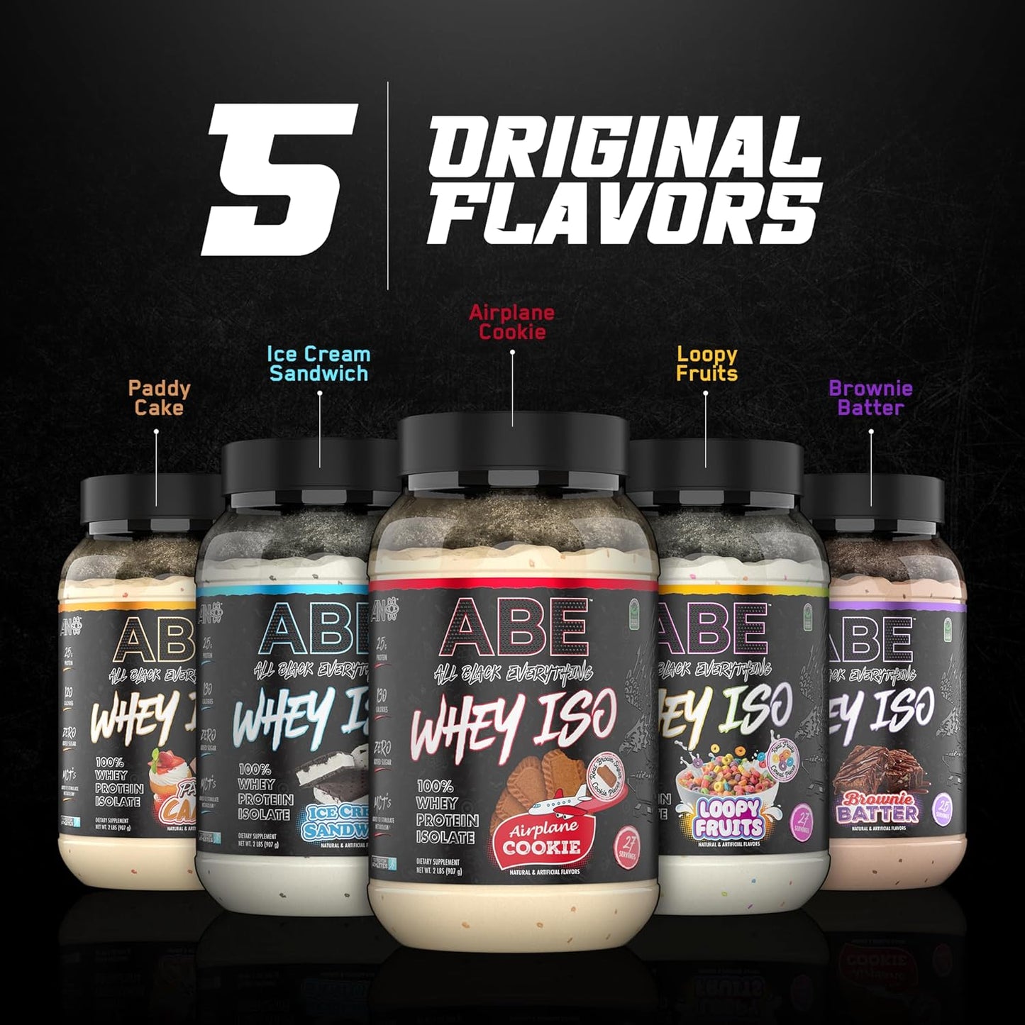 All Black Everything 25g Whey Protein Powder | Airplane Cookie Flavor | 27 Servings | Whey Protein Isolate with MCTs | Low Carb & Sugar