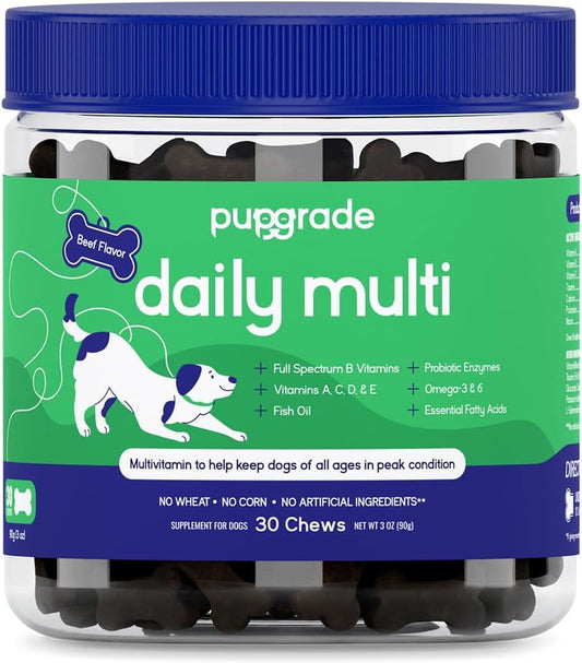All-in-One Dog Multivitamin with 32 Nutrients, Probiotics, and Omega Fish Oil - Boost Digestive, Immune, Skin, and Coat Health - 30 Soft Chews