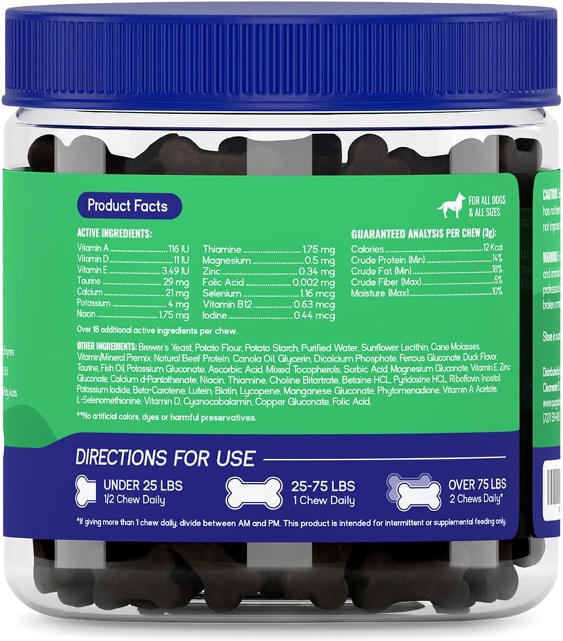 All-in-One Dog Multivitamin with 32 Nutrients, Probiotics, and Omega Fish Oil - Boost Digestive, Immune, Skin, and Coat Health - 30 Soft Chews