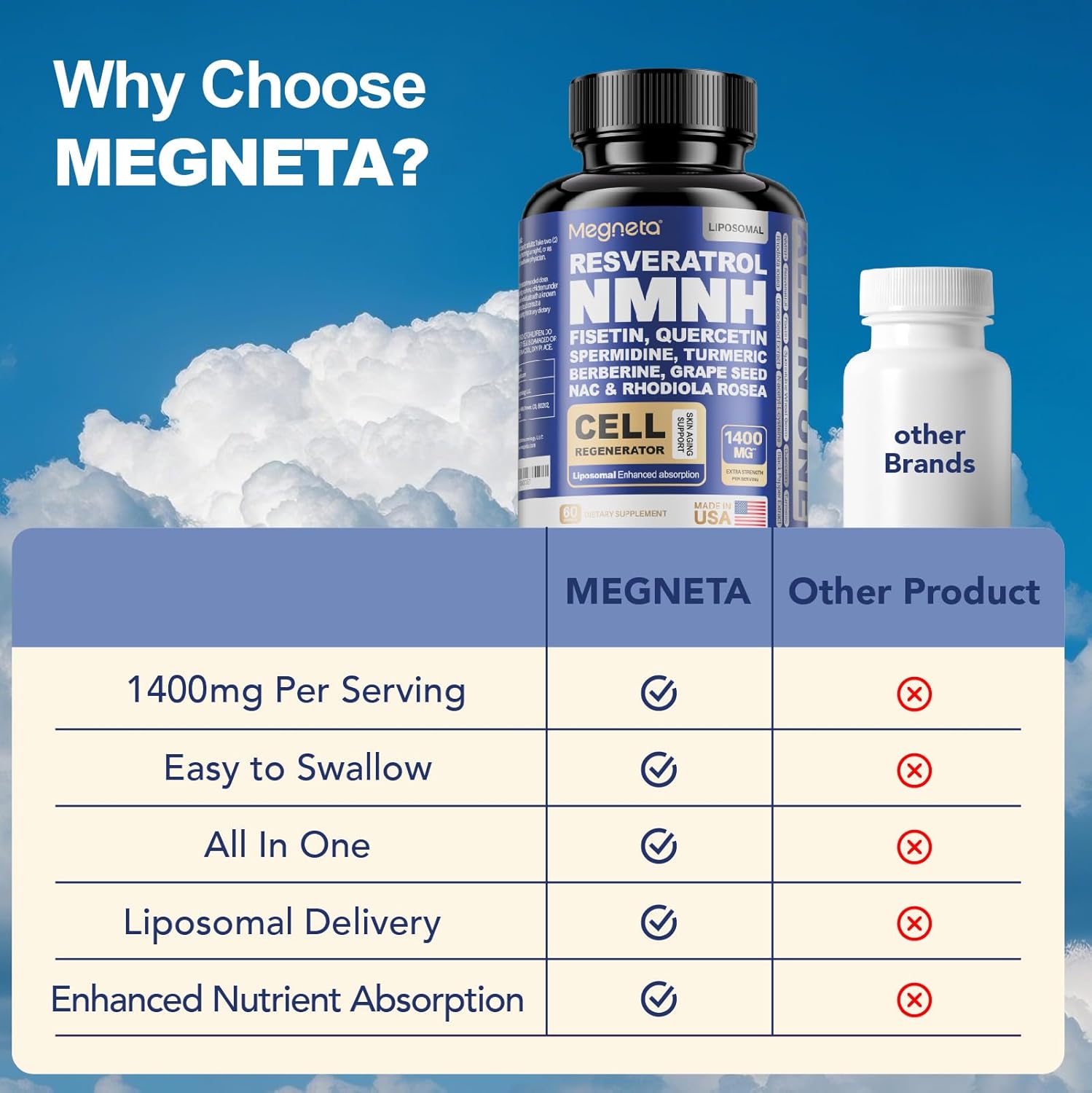 All-in-One Natural Multivitamin and Herbal Supplement by MEGNETA