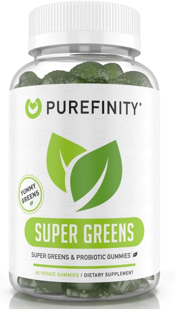 All-in-One Veggie Supplement Gummies with Spirulina, Spinach, Broccoli, Beet Root, Acai - Non-GMO, Gluten Free, Vegan - 60 Count