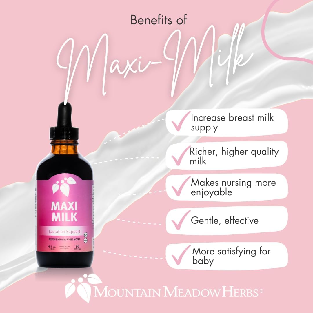 All-Natural 2 oz Lactation Supplement for Breastfeeding Moms - Mountain Meadow Herbs Maxi-Milk - Boost Milk Supply