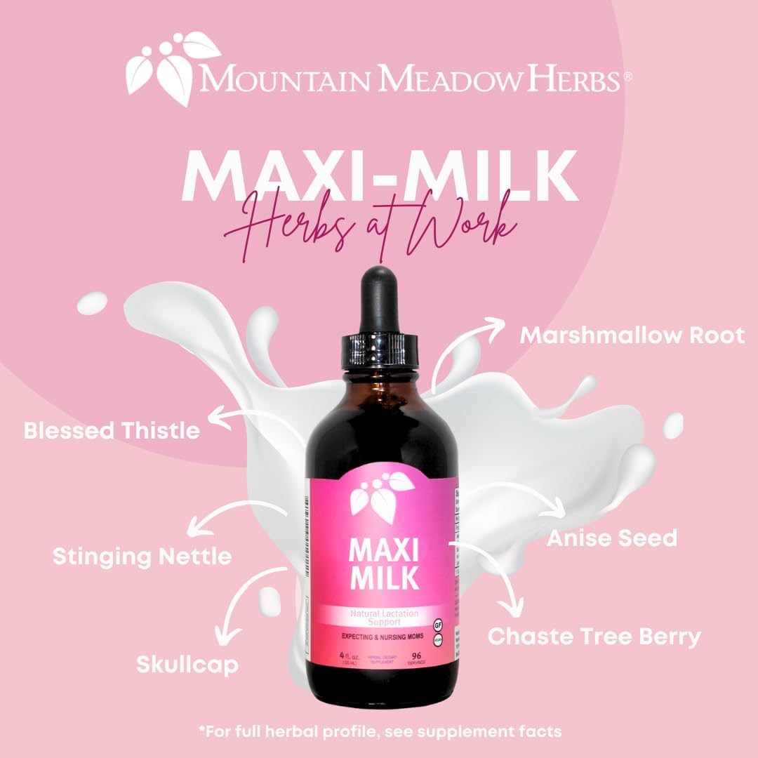 All-Natural 2 oz Lactation Supplement for Breastfeeding Moms - Mountain Meadow Herbs Maxi-Milk - Boost Milk Supply
