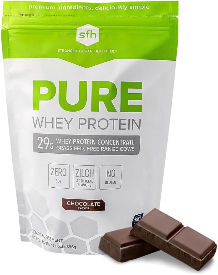 All Natural Chocolate Grass Fed Whey Protein Powder - Non-GMO, Soy & Gluten Free - Best Tasting - 31.6 oz