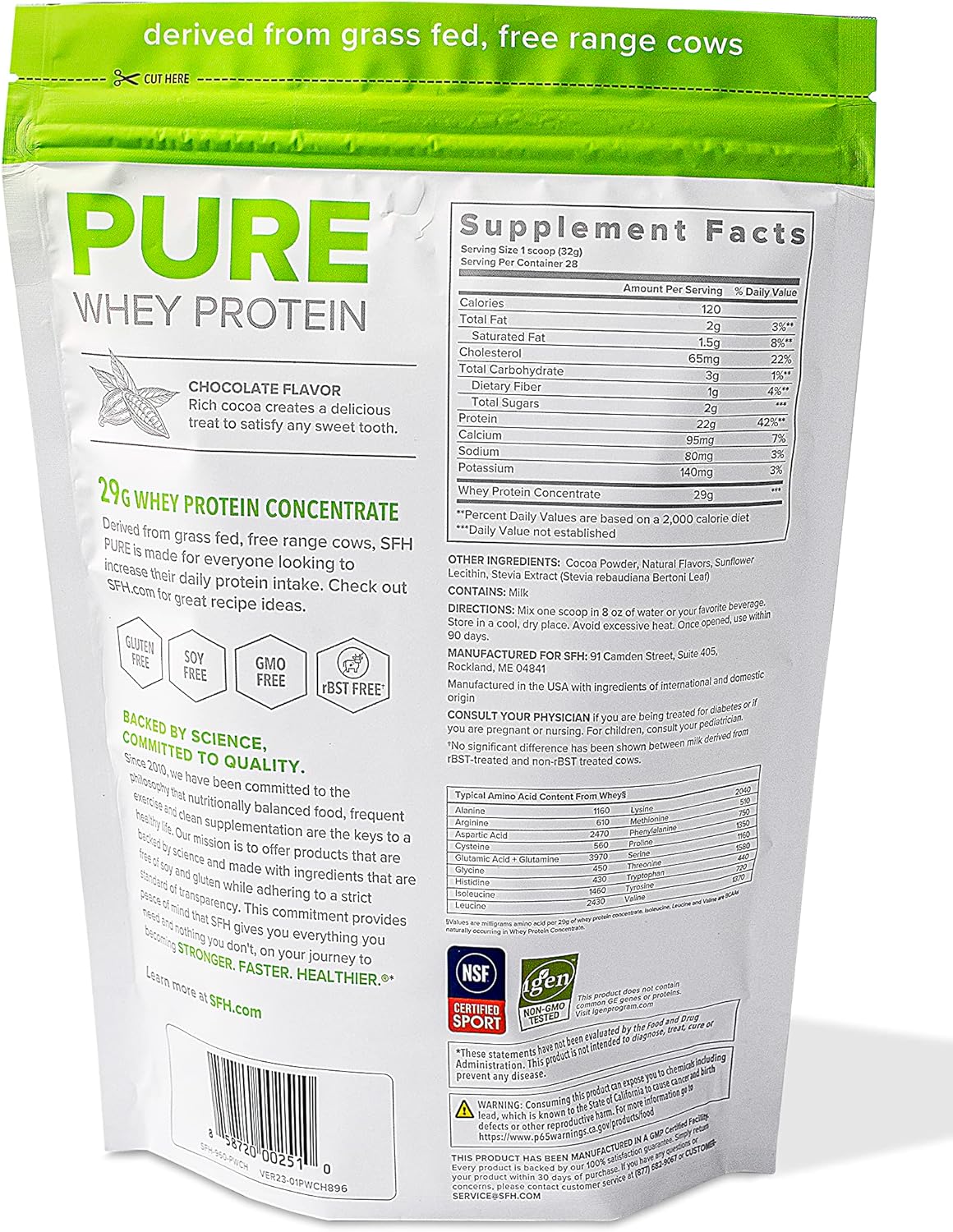 All Natural Chocolate Grass Fed Whey Protein Powder - Non-GMO, Soy & Gluten Free - Best Tasting - 31.6 oz