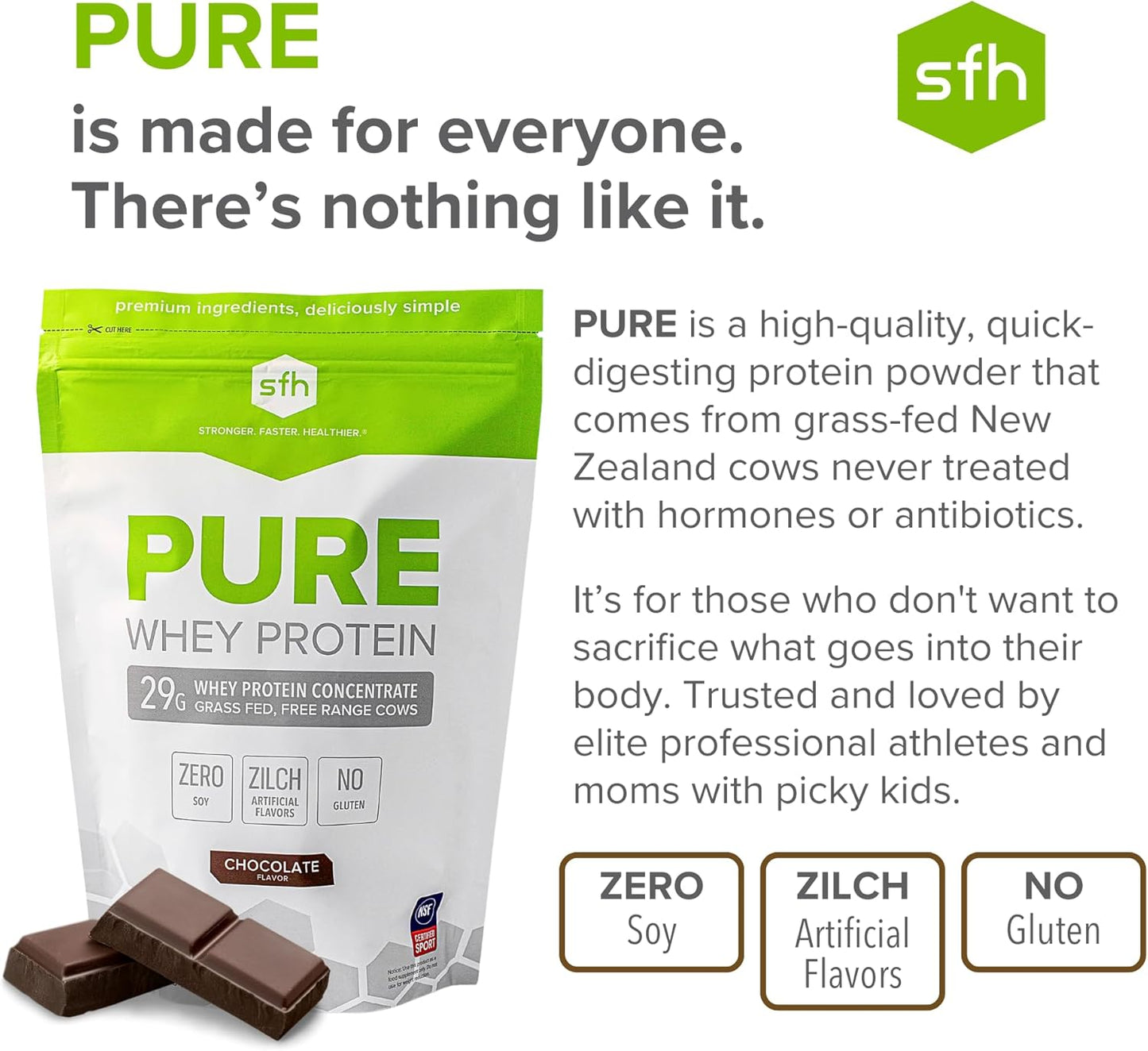 All Natural Chocolate Grass Fed Whey Protein Powder - Non-GMO, Soy & Gluten Free - Best Tasting - 31.6 oz