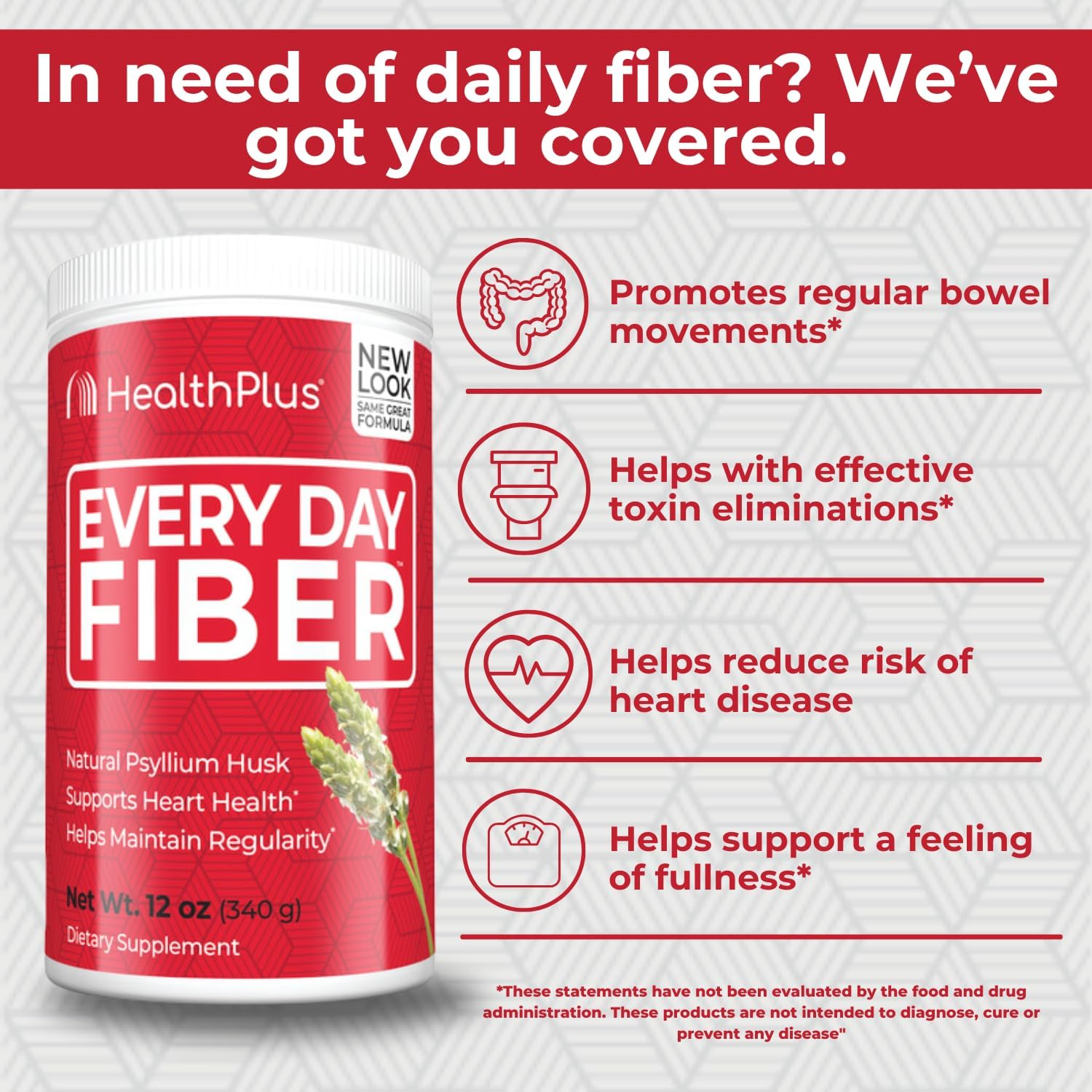 All Natural Daily Fiber for Digestive Support and Heart Health - 12 oz, 48 Servings
