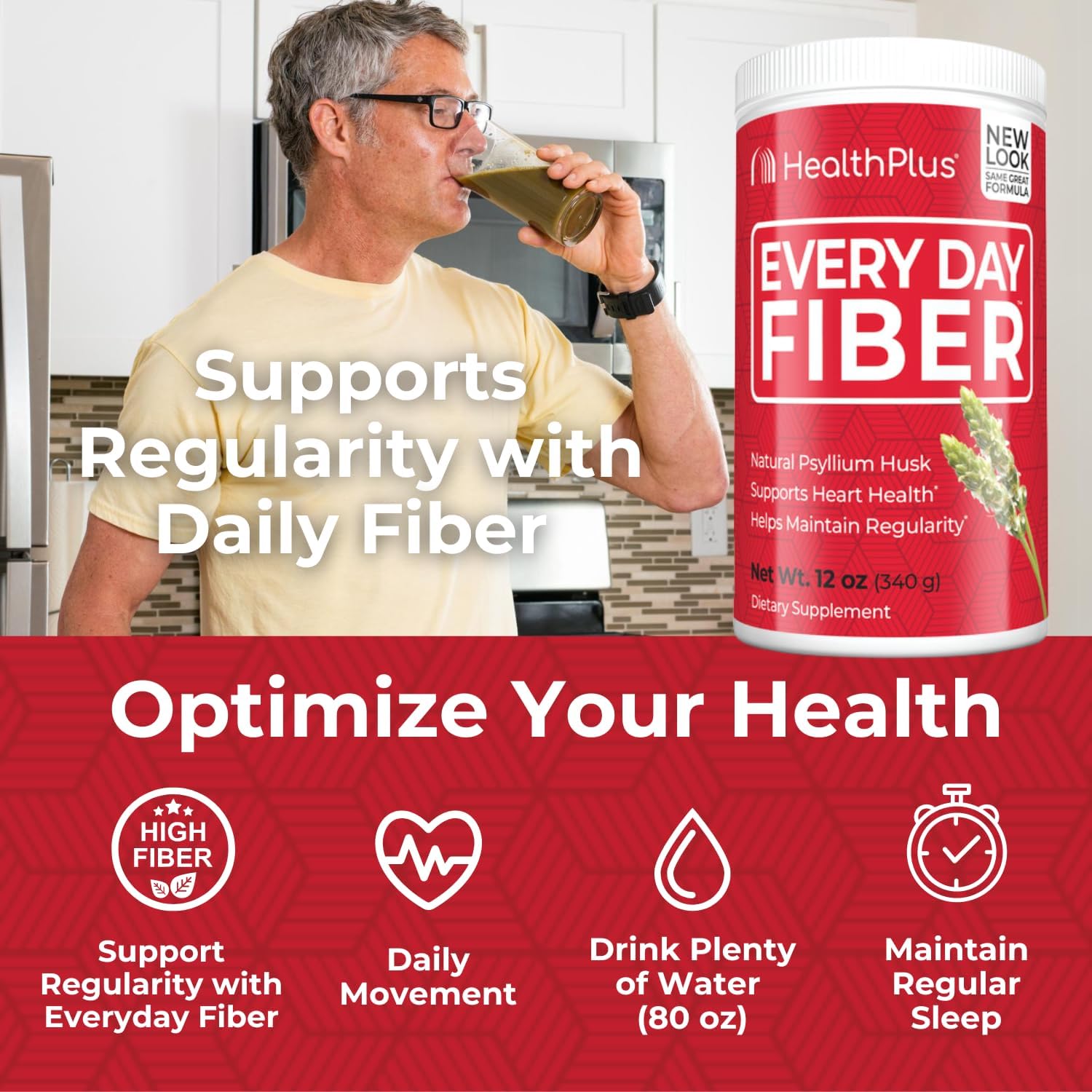 All Natural Daily Fiber for Digestive Support and Heart Health - 12 oz, 48 Servings