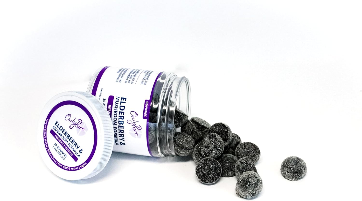 All Natural Elderberry & Mushroom Immunity Gummies with Lion's Mane, Cordyceps, Turkey Tail & Reishi - Vegan & Non-GMO - Made in USA - 30 Count