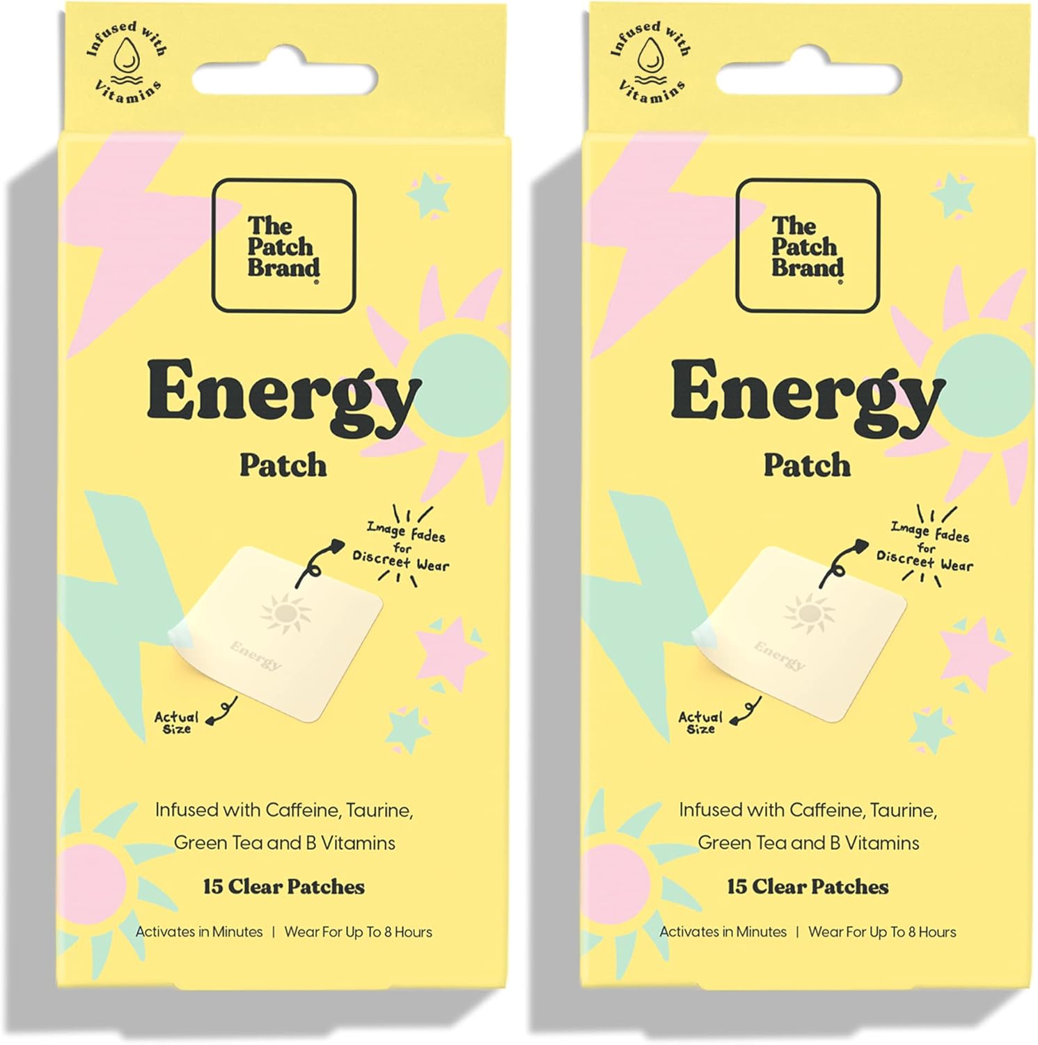 All Natural Energy Patches with Caffeine, B5, and B3 | Plant Based, Cruelty Free, Water Resistant | Long Lasting Energy Support