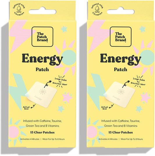 All Natural Energy Patches with Caffeine, B5, and B3 | Plant Based, Cruelty Free, Water Resistant | Long Lasting Energy Support