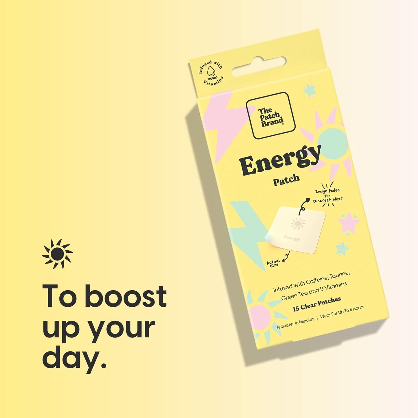 All Natural Energy Patches with Caffeine, B5, and B3 | Plant Based, Cruelty Free, Water Resistant | Long Lasting Energy Support