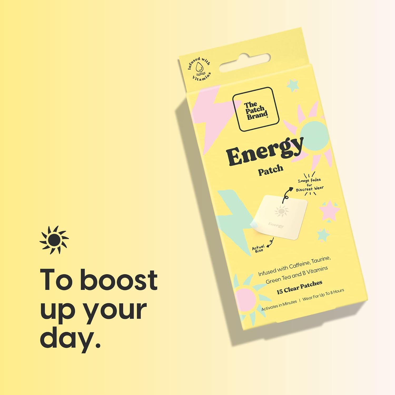 All Natural Energy Patches with Caffeine, B5, and B3 | Plant Based, Cruelty Free, Water Resistant | Long Lasting Energy Support