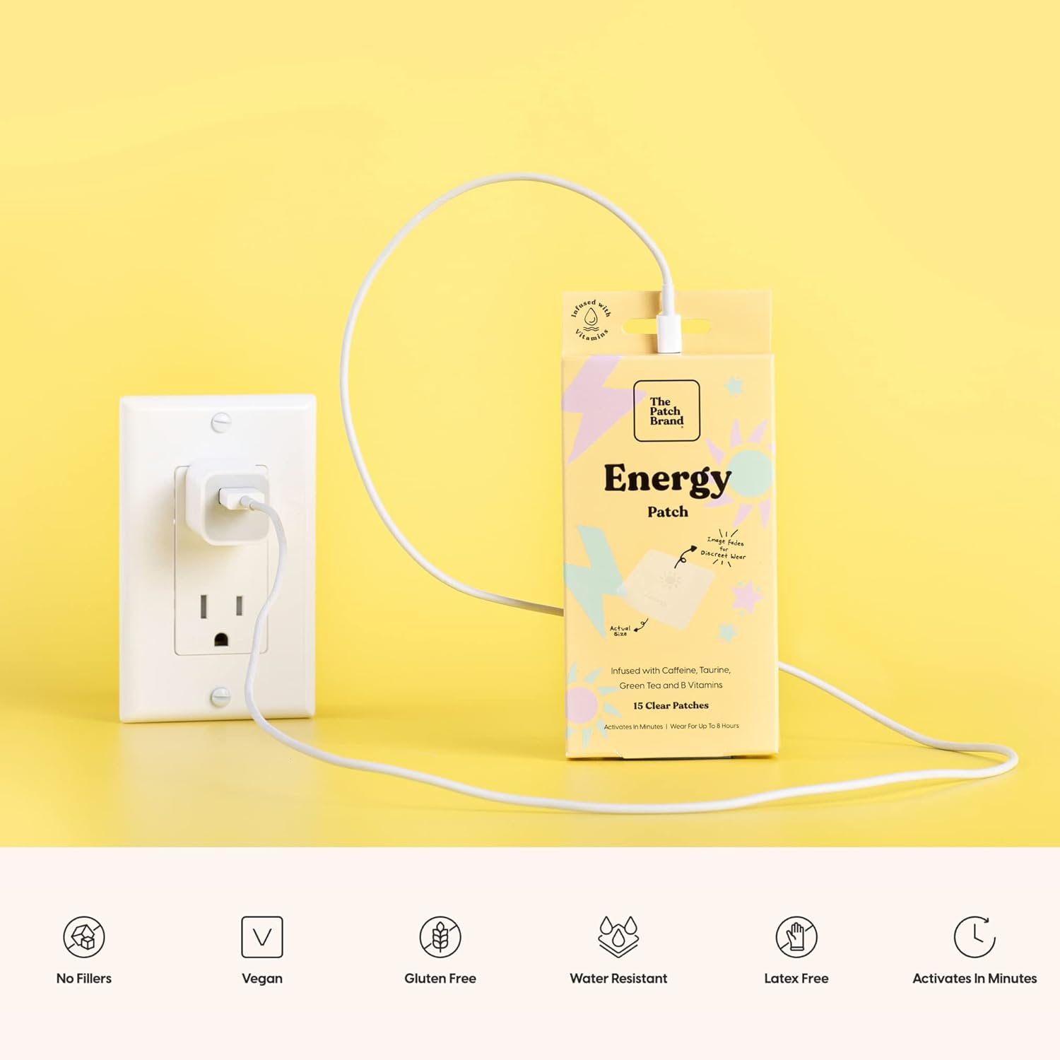 All Natural Energy Patches with Caffeine, B5, and B3 | Plant Based, Cruelty Free, Water Resistant | Long Lasting Energy Support