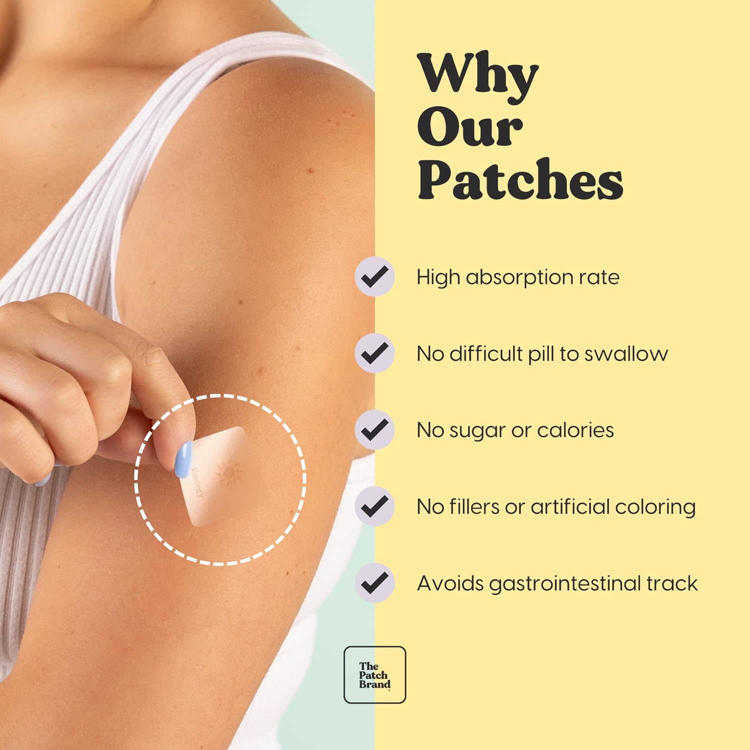 All Natural Energy Patches with Caffeine, B5, and B3 | Plant Based, Cruelty Free, Water Resistant | Long Lasting Energy Support