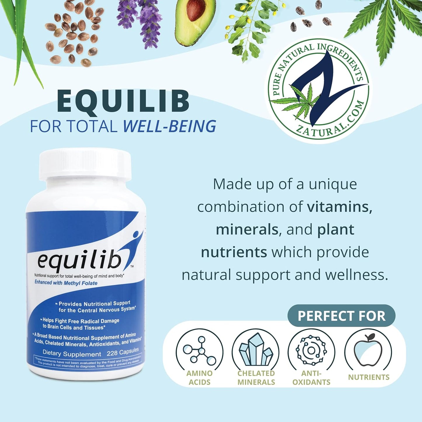 All Natural Equilib Supplement Capsules with Methyl Folate - 228 Count