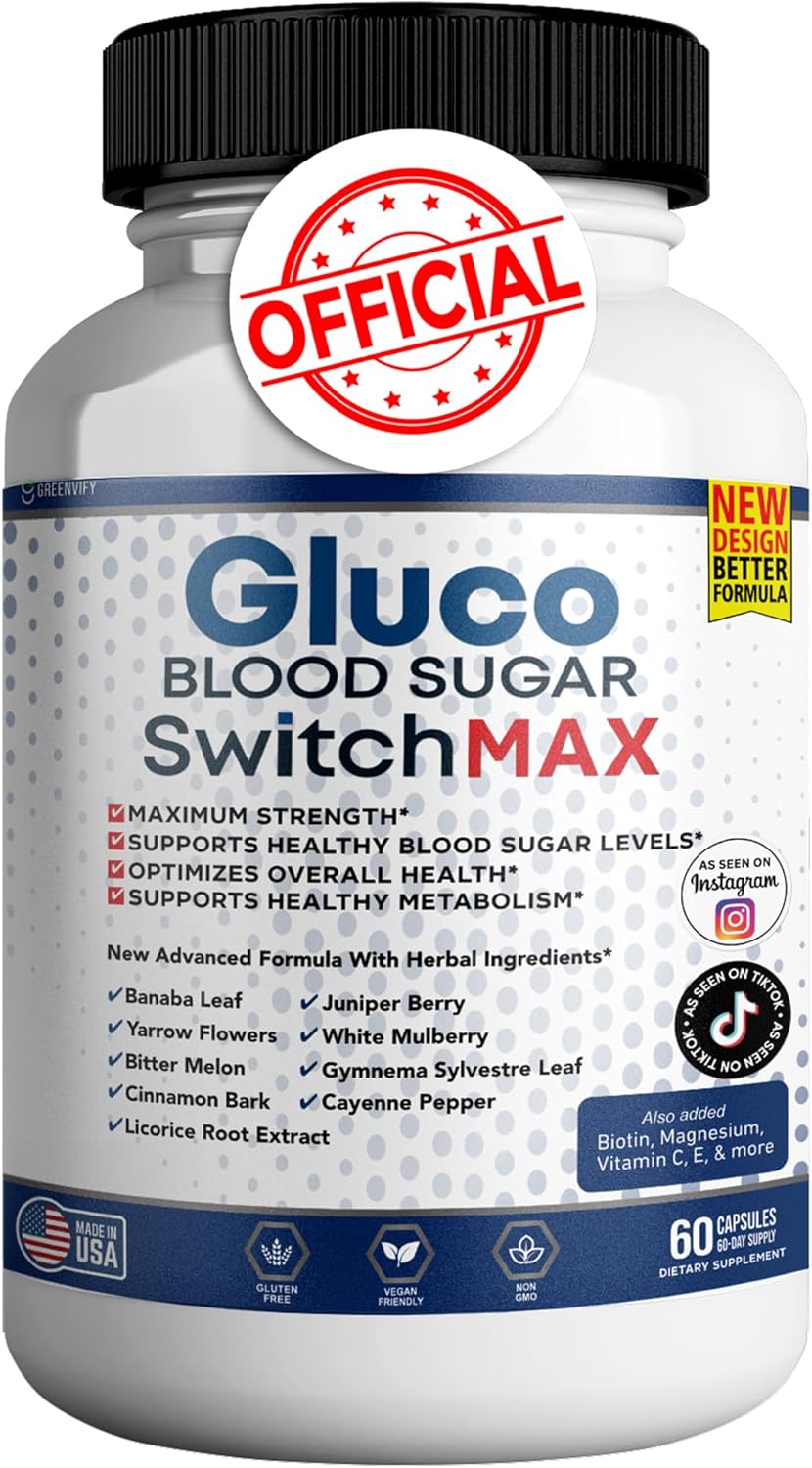All Natural Greenvify Gluco Blood Sugar Support Supplement - 60 Capsules, Maintain Healthy Levels, Maximum Strength Formula