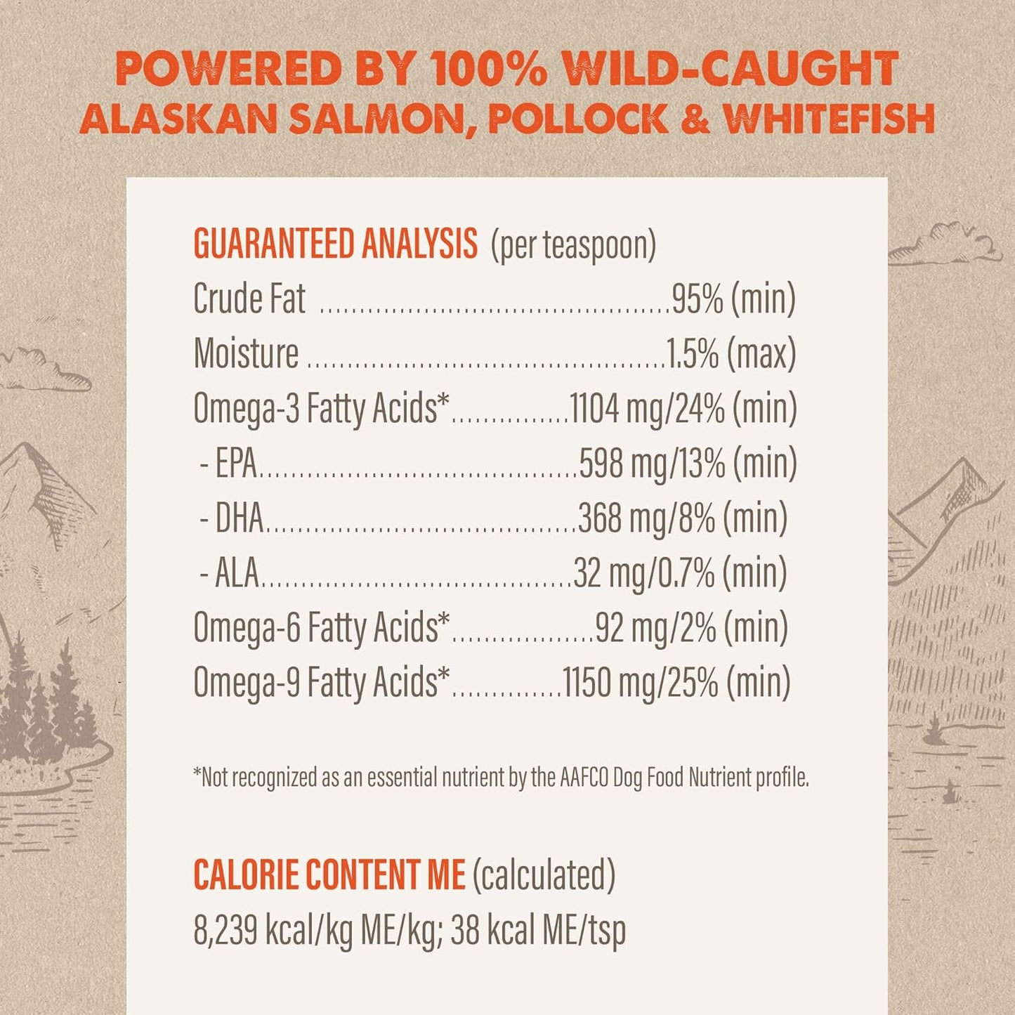 All-Natural Grizzly Wild Alaskan Salmon Oil Dog Food Supplement - Omega 3 Fatty Acids, 8 oz