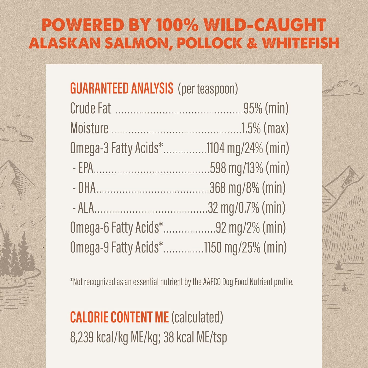 All-Natural Grizzly Wild Alaskan Salmon Oil Dog Food Supplement - Omega 3 Fatty Acids, 8 oz