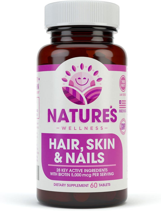 All-Natural Hair, Skin & Nails Nourishing Supplement with 4000mcg Biotin - 60 Count