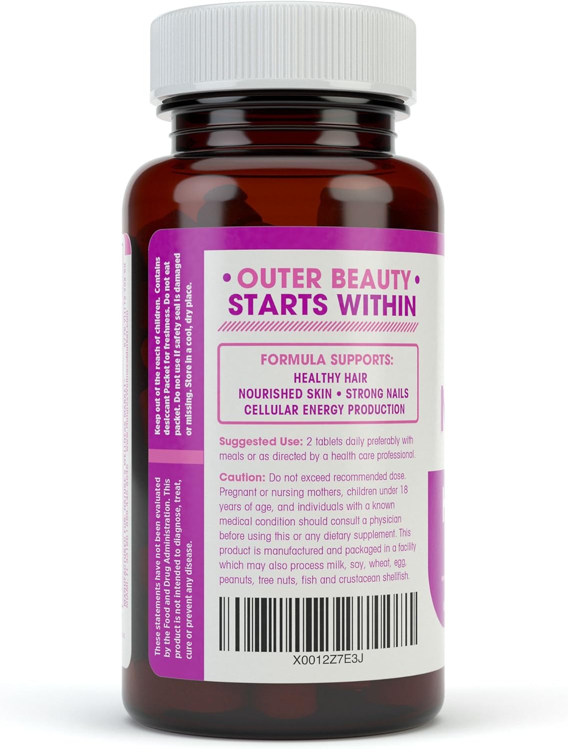 All-Natural Hair, Skin & Nails Nourishing Supplement with 4000mcg Biotin - 60 Count