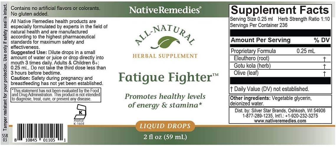 All Natural Herbal Supplement for Energy Support and Stamina - 59 mL Bottle
