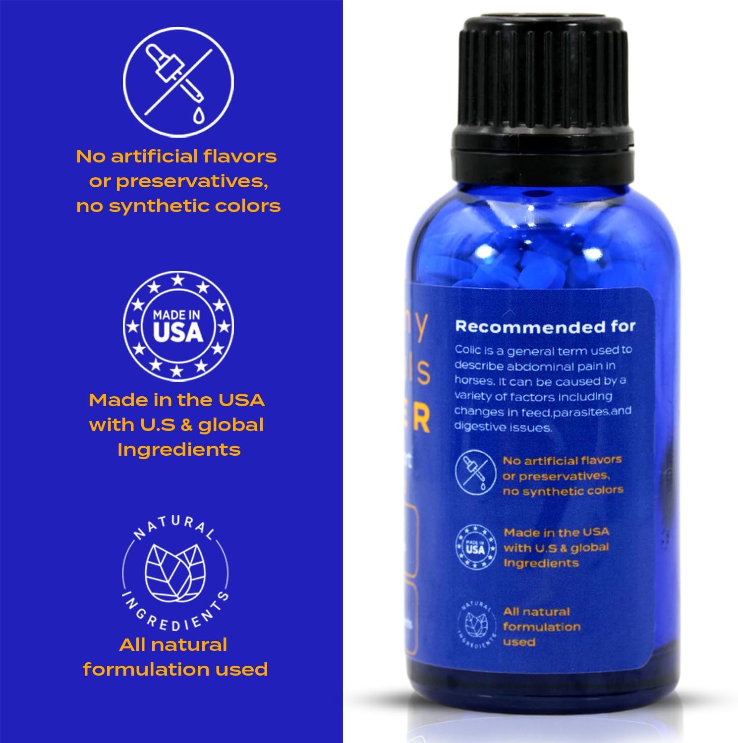 All-Natural Horse Colic Support Tablets - Reduces Abdominal Pain & Stomach Issues - Homeopathic & Effective - 300 Count